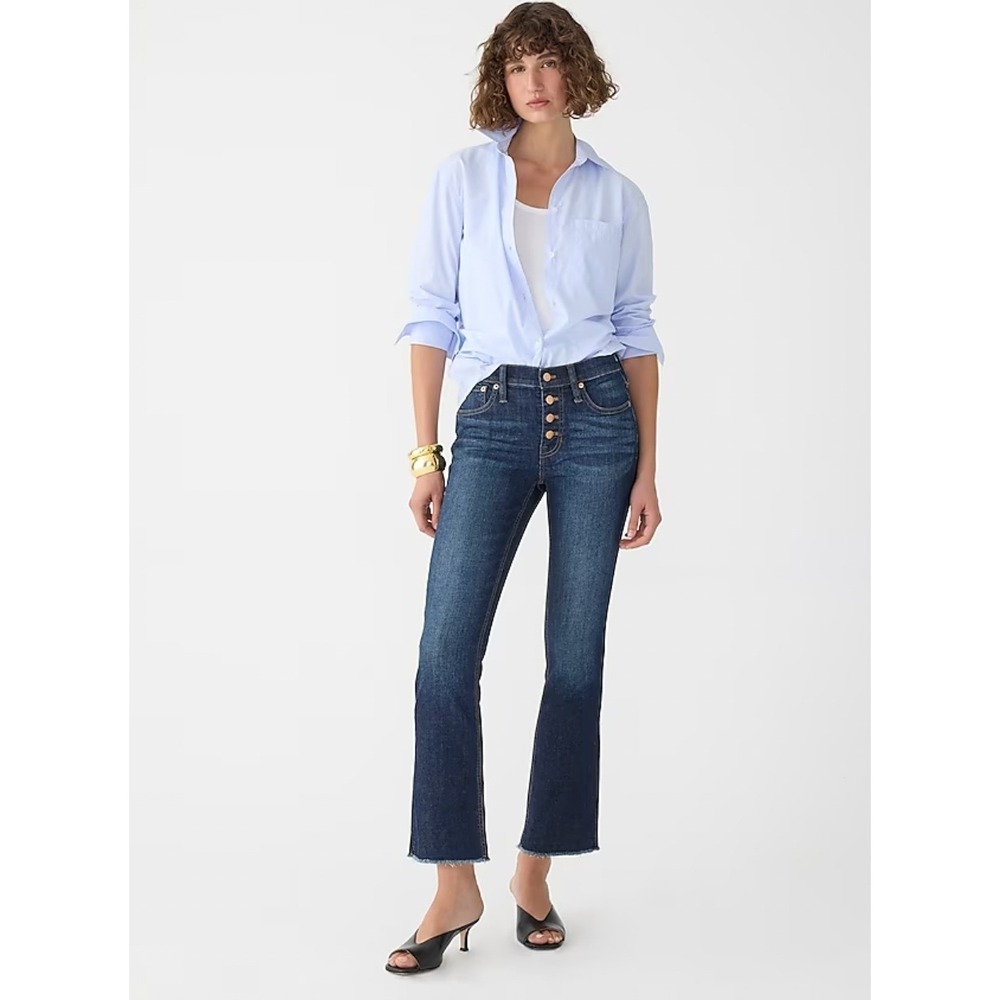 J.Crew Womens 27 9' Billie Demi Boot Crop Jeans Dark Wash High Rise Denim